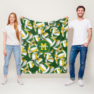 girly green gold volleyball team colours fleece blanket