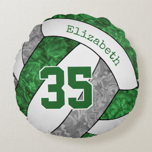 girly green grey volleyball team colours gifts round cushion