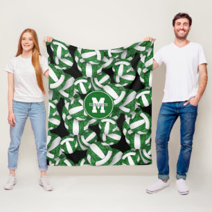 girly green white volleyball team colours fleece blanket