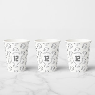 girly grey silver volleyballs birthday party paper cups