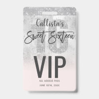 Girly Grunge Silver Pink Glitter Foil Sweet 16