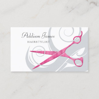 Girly Hairstylist Pink Scissors Curls Appointment