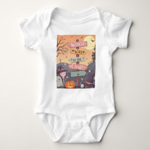 Girly Halloween - Witch Way to the Candy Baby Bodysuit