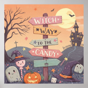 Girly Halloween - Witch Way to the Candy Poster