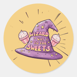 Girly Halloween - Wizard Way to the Sweets Classic Round Sticker