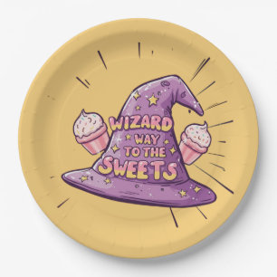 Girly Halloween - Wizard Way to the Sweets Paper Plate