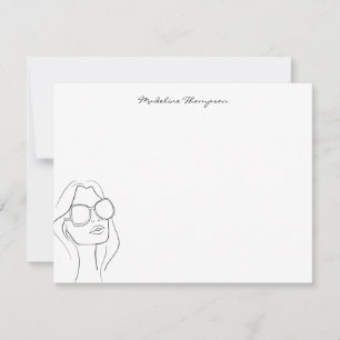Girly Handwritten Script Typography Girl Face Card