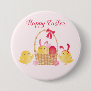 Girly Happy Easter Chicks Pink 7.5 Cm Round Badge