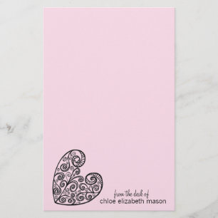 Girly Heart Doodles Stationery
