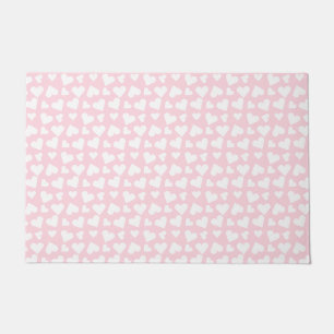 Girly Heart Pattern Pink White Doormat