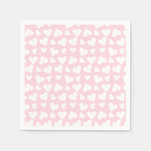 Girly Heart Pattern Pink White Napkin