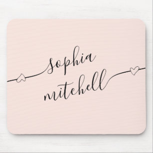 Girly Heart Script Blush Pink Mouse Pad