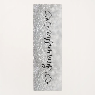Girly heart silver glitter custom yoga mat