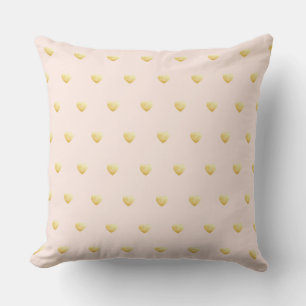Girly Hearts Blush Pink Gold Cushion