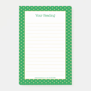 Girly Hearts Faux Gold Foil Emerald Pattern Post-it Notes
