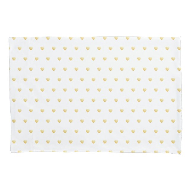 Girly Hearts Gold Faux Foil Red Pattern Pillowcase (Front)