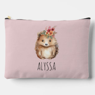 Girly Hedgehog, Custom Pencil Case or Accessory Pouch