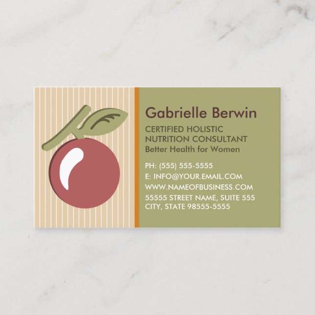 Girly Holistic Nutrition Consultant Women Health Business Card (Front)