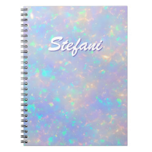 Girly Holographic Sparkle Opal Iridescent Monogram Notebook