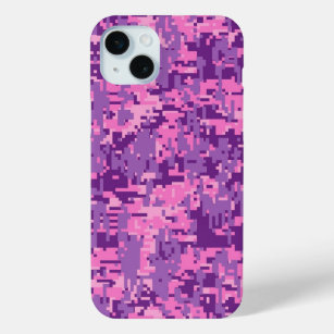 Girly Hot Pink Digital Camo iPhone 15 Mini Case