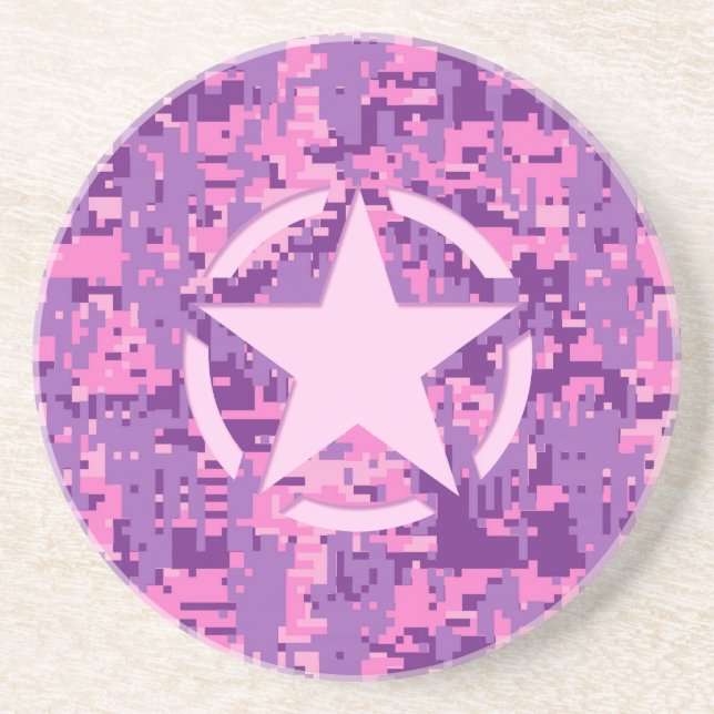 Girly Hot Pink Digital Camouflage Camo Coaster (Front)