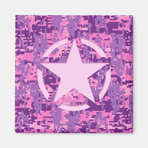 Girly Hot Pink Digital Camouflage Camo Magnet