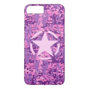 Girly Hot Pink Digital Camouflage Decor iPhone 8 Plus/7 Plus Case