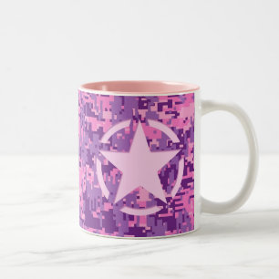 Girly Hot Pink Digital Camouflage Decor Two-Tone Coffee Mug