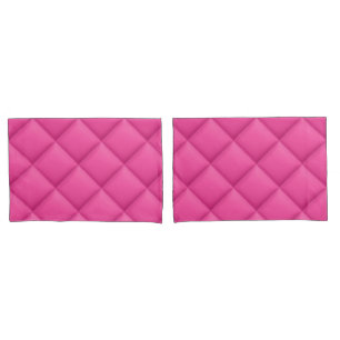 Girly Hot Pink Faux Quilted Diamond Pattern Pillowcase