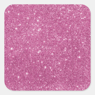 Girly Hot Pink Glitter Classic Square Sticker
