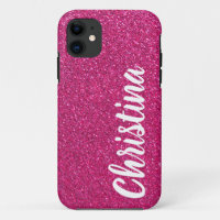 Girly Hot Pink Glitter Name Personalised Case-Mate
