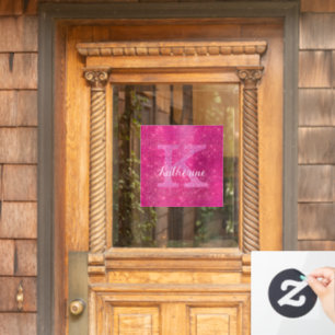 Girly Hot Pink Glitter Sparkle Monogram Name Dorm