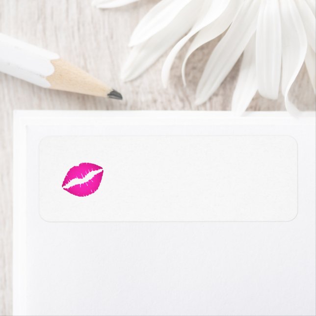 Girly Hot Pink Kiss Blank Return Address Label (Insitu)
