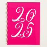Girly hot pink magenta custom cute script year planner<br><div class="desc">Girly hot pink fuchsia magenta and white custom script year typography cute stylish elegant Planner.
Fully customisable white script text,  hot pink solid plain background.
You can personalised it with your initials,  monogram,  year,  etc or just delete the text,  and leave the blush pink solid plain colour.</div>