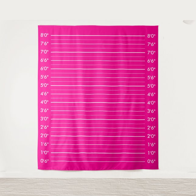 Girly Hot Pink Police Line-Up Criminal Mugshot Tapestry (Front)