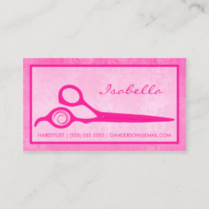 Girly Hot Pink Scissors Salon Appointment Reminder Card