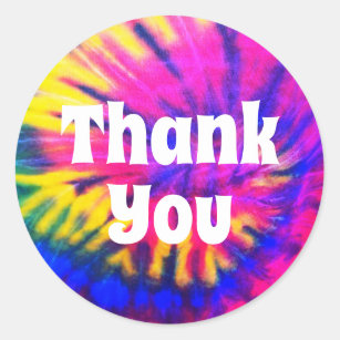 Girly Hot Pink Tie-Dyed Thank You Classic Round Sticker