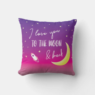Girly I love you to the moon and back Space Cushion