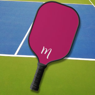 Girly Initials on Pink Monogram Monogrammed Pickleball Paddle