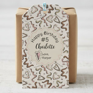 Girly Insects Heart Worm-ing Wishes Birthday Gift Tags