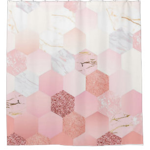 Girly Interior Design Home Glitter Marble Shower Curtain