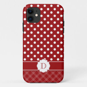 Girly iPhone5 Red White Polka Dots Monogram iPhone 11 Case
