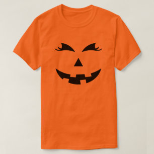 Girly Jack O Lantern Pumpkin Face Family Halloween T-Shirt