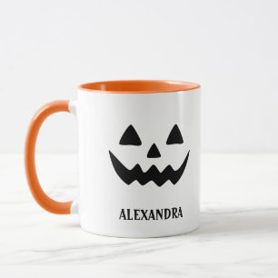 Girly Jack O Lantern Pumpkin Face Halloween Mug