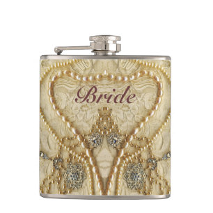 Girly Lace Purls And Bling Brides Flack Hip Flask