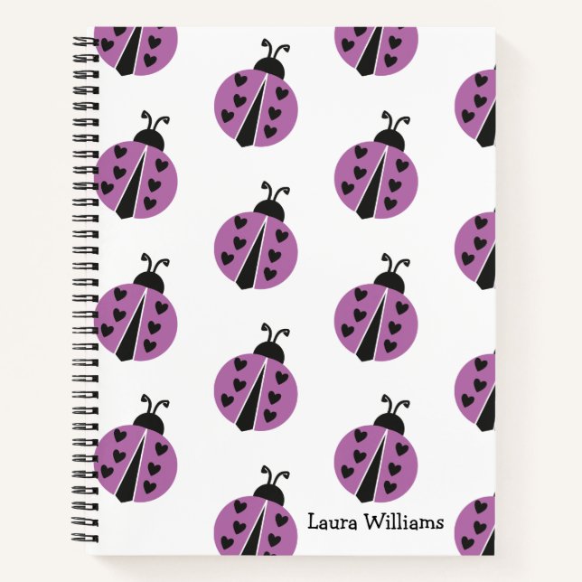 Girly Ladybug Personalised Notebook (Front)