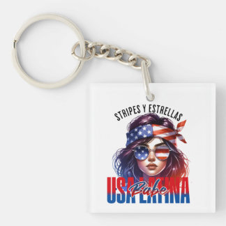 Girly Latina Fourth of July Independence Day Cook Key Ring