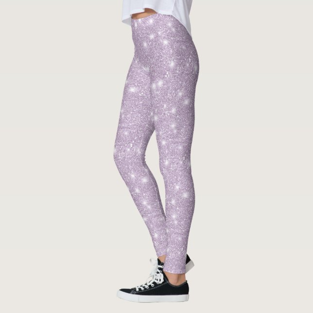 Girly Lavender Faux Glitter Sparkle Leggings (Left)