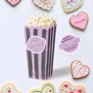 Girly Lavender Grey Stripes Popcorn Movie Painted Favour Box