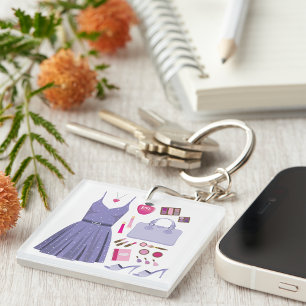Girly Lavender Purple Fashion Set Key Ring